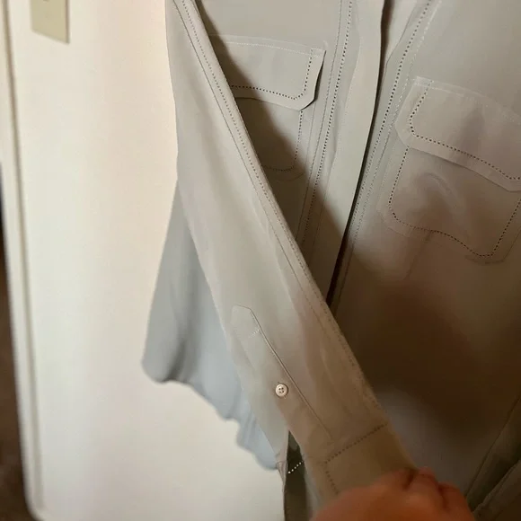 Sage Green 100% Silk Banana Republic Button Down - Picture 5 of 7